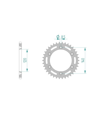 Kit chaine AFAM acier HONDA XL 350 R E,F,G,H ND03 pas 520 1984 à 1987