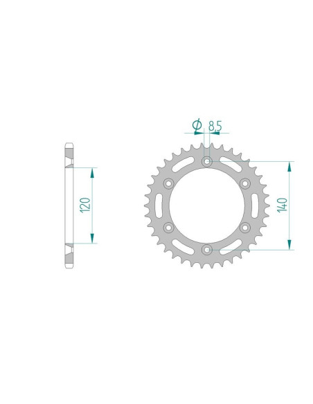 Kit chaine AFAM acier HONDA XL 350 R E,F,G,H ND03 pas 520 1984 à 1987