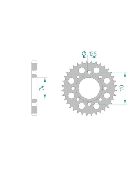 Kit chaine AFAM acier HONDA CB 500 T pas 530 1975 à 1977