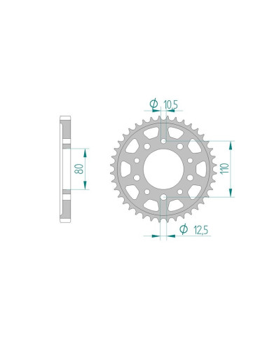 Kit chaine AFAM acier HONDA VF 500 (VF2) D,E PC12 pas 530 1983 à 1984