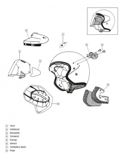 Coussin joue SZ-LIGHT ARAI casque jet clair 20mm