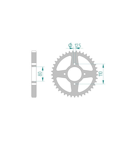 Kit chaine AFAM acier HONDA CB 750 F2,K7 pas 630 1977 à 1978