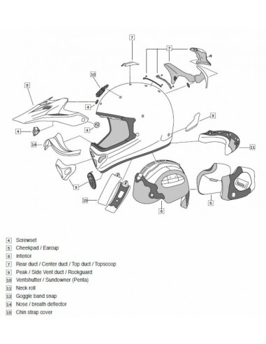 Visière MX-V ARAI casque off-road Speedy White