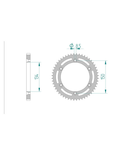 Kit chaine AFAM acier KAWASAKI KDX 125 A1,A2,A3 pas 428 1988 à 1990