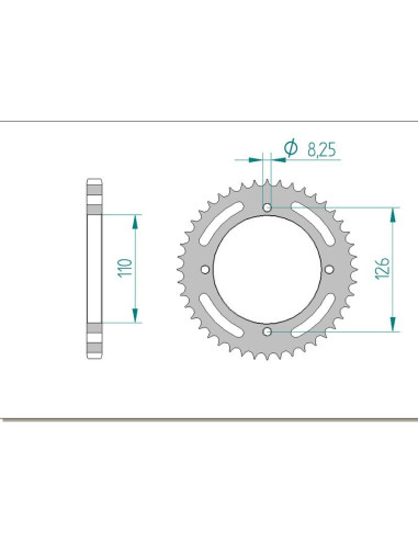 Kit chaine AFAM acier KAWASAKI KLX 125 pas 428 2010 à 2013