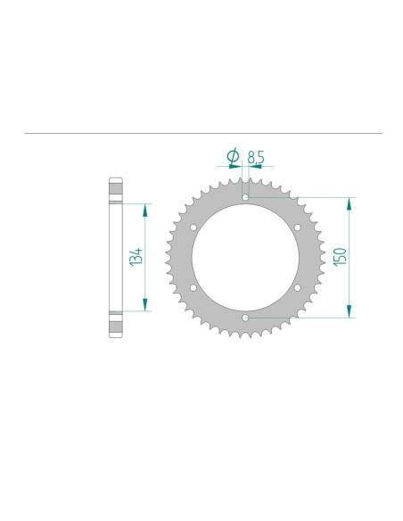 Kit chaine AFAM acier KAWASAKI KMX 125 pas 428 1986 à 1998