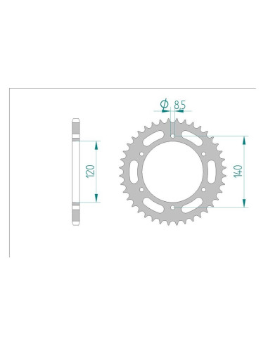 Kit chaine AFAM acier KAWASAKI KLR 250 D2-D22 KL250 pas 520 1985 à 2005