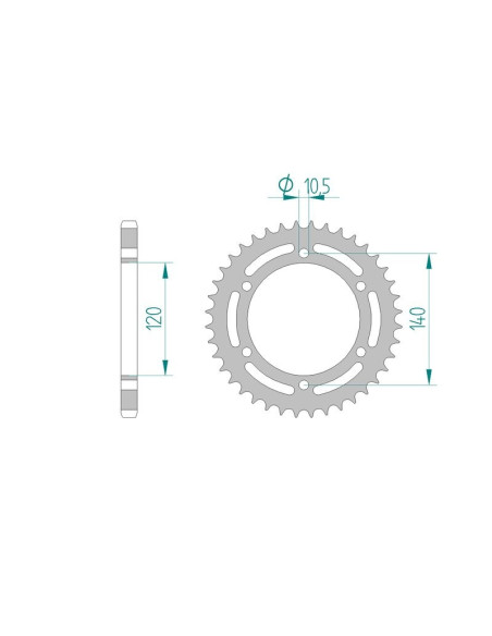 Kit chaine AFAM acier KAWASAKI ZR-7S H1,H2,H3 ZRS 750 pas 525 2001 à 2003