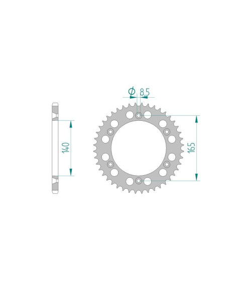 Kit chaine AFAM acier KTM INCAS 600 pas 520 0 à 0