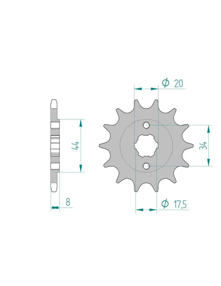 Kit chaine AFAM acier KYMCO MX 50 ER pas 520 2002 à 2004