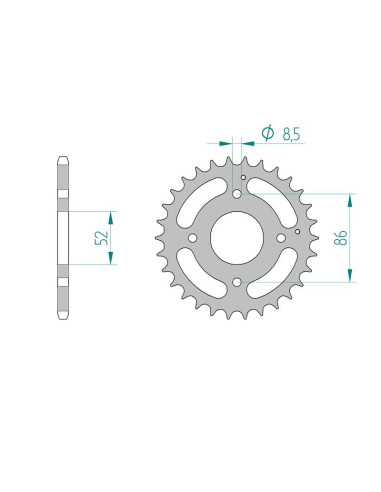Kit chaine AFAM acier KYMCO MX 50 ER pas 520 2002 à 2004