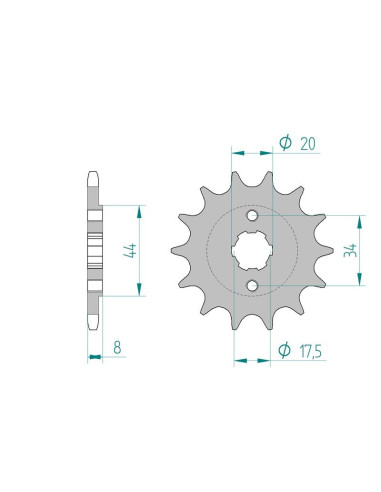 Kit chaine AFAM acier KYMCO MXU 50 pas 520 2005 à 2007