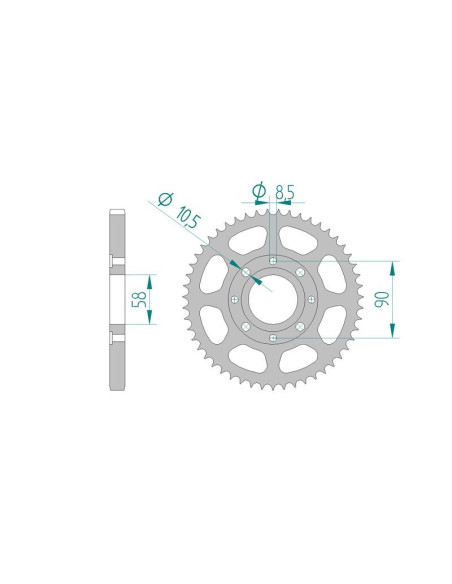 Kit chaine AFAM acier KYMCO 125 HIPSTER pas 428 1999 à 2006