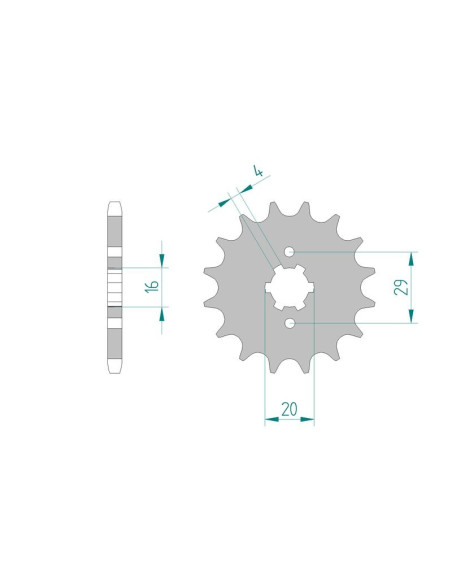 Kit chaine AFAM acier MH DUNA 125 TRAIL pas 428 2009 à 2010