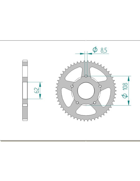 Kit chaine AFAM acier MH MH7 125 NAKED AIR pas 428 2009 à 2010