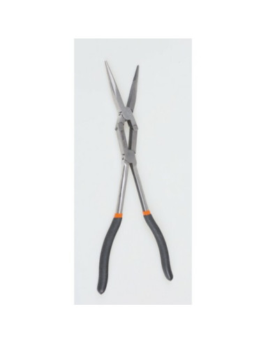 Jeu de 2 pinces extra-longues à becs demi-ronds striées avec double articulation