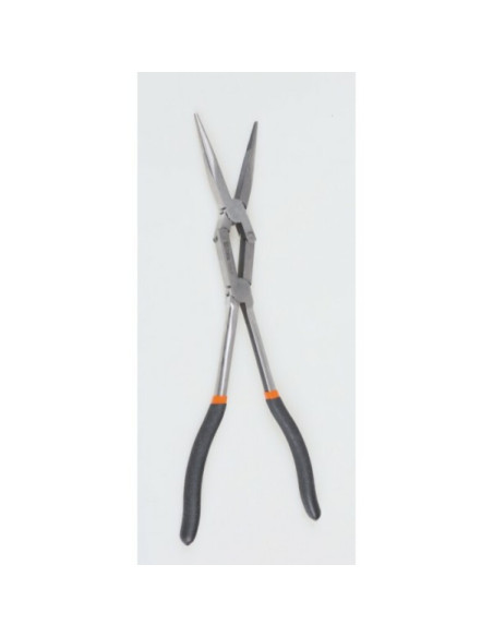 Jeu de 2 pinces extra-longues à becs demi-ronds striées avec double articulation