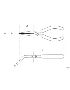 Pince à becs coudés plats longs striés BETA taille 200 branches gainées confort bi-matières 2