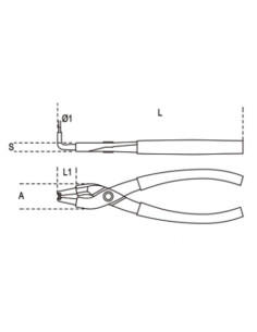 Pince pour circlips intérieurs à becs coudés à 90° BETA taille 170 2