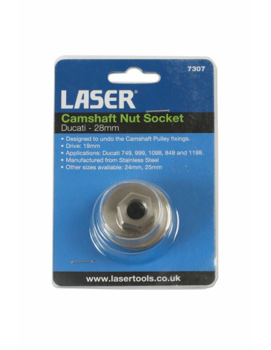 Douille à créneau LASER TOOLS écrou d'arbre à cames Ducati 28mm