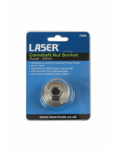 Douille à créneau LASER TOOLS écrou d'arbre à cames Ducati 25mm