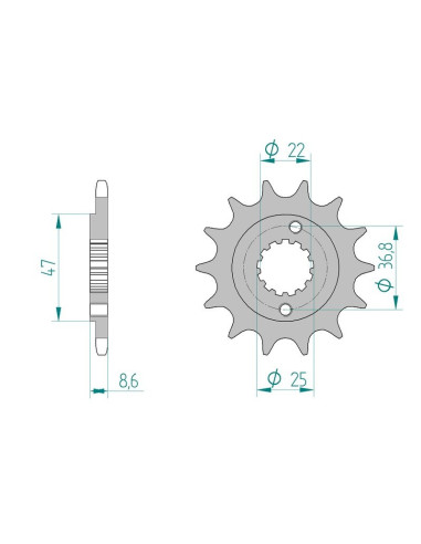 Kit chaine AFAM acier POLARIS 500 PREDATOR pas 520 2005 à 2006