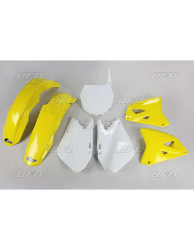 Kit plastique UFO couleur origine jaune/blanc Suzuki RM125/250