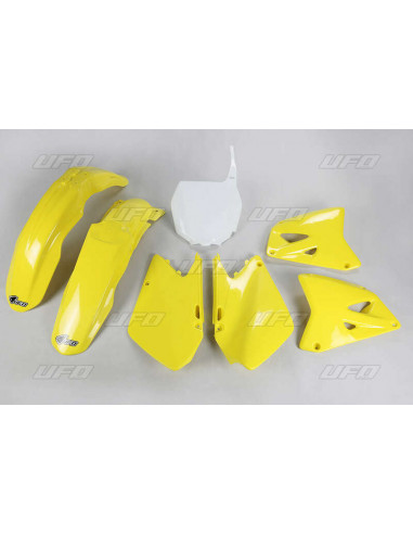 Kit plastique UFO couleur origine jaune/blanc Suzuki RM125/250