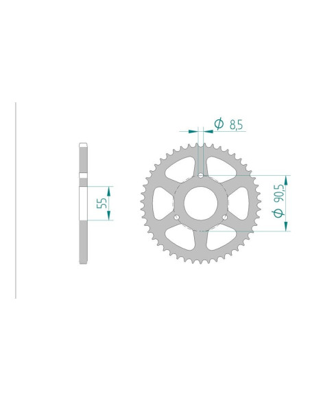 Kit chaine AFAM acier RIEJU NKD 50 NAKED pas 420 2004 à 2008