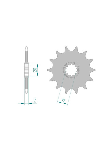 Kit chaine AFAM acier RIEJU RR 50 SPIKE pas 415 1997 à 1998