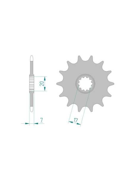 Kit chaine AFAM acier RIEJU RR 50 SPIKE pas 415 1997 à 1998