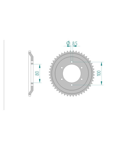Kit chaine AFAM acier RIEJU RR 50 SPIKE SM pas 415 1997 à 1998