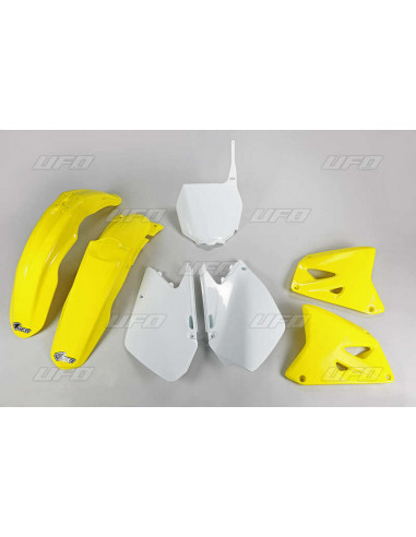 Kit plastique UFO couleur origine jaune/blanc Suzuki RM125/250