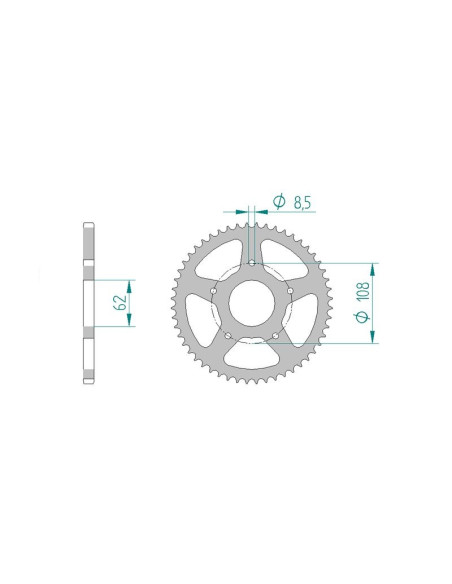 Kit chaine AFAM acier RIEJU RRX 50 SPIKE SM ROUES BATONS pas 420 2007 à 2009