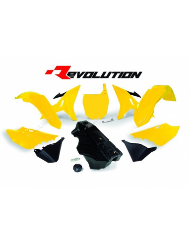 Kit plastique RACETECH Revolution + réservoir jaune/noir Yamaha YZ125/250