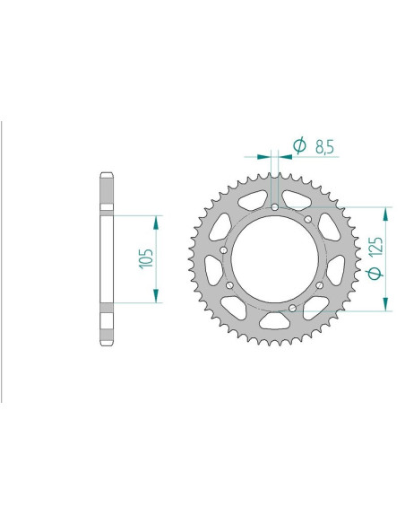 Kit chaine AFAM acier RIEJU RS3 125 pas 428 2010 à 2013