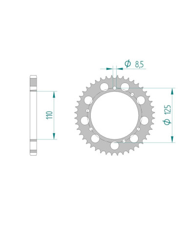 Kit chaine AFAM acier SHERCO 50 SM pas 428 2003 à 2009