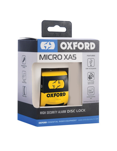 Bloque-disque OXFORD XA5 Alarm - jaune & noir