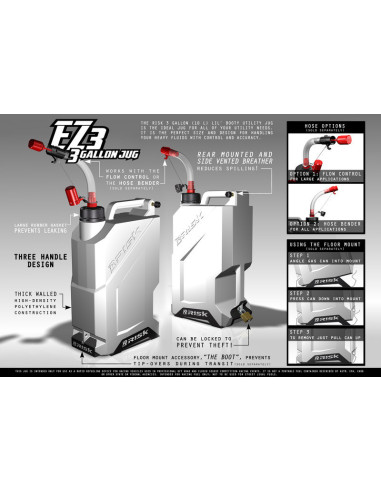 Bidon d'essence RISK EZ3 10L PEHD argent