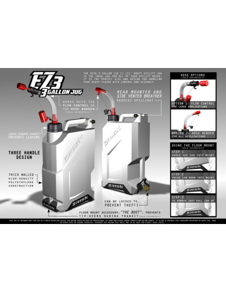 Bidon d'essence RISK EZ3 10L PEHD argent