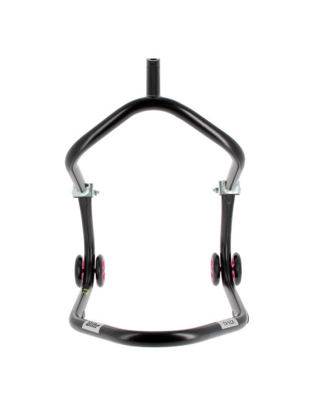 Béquille avant sous té BIHR Home Track noir mat roues rose