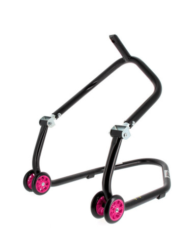 Béquille avant sous té BIHR Home Track noir mat roues rose