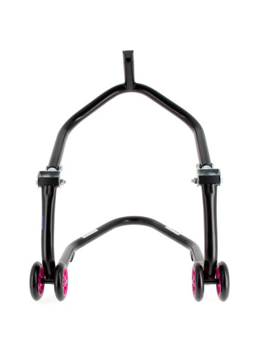 Béquille avant sous té BIHR Home Track noir mat roues rose