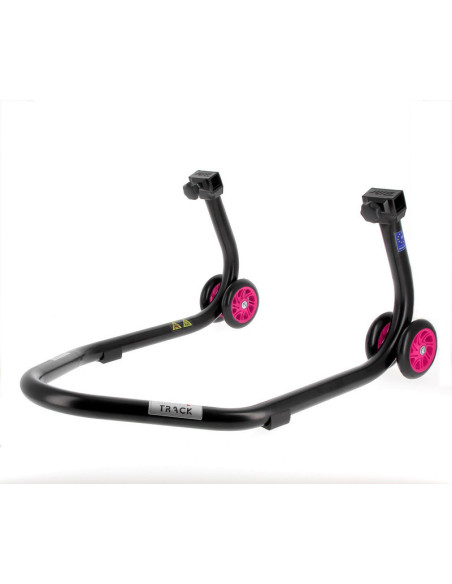 Béquille arrière BIHR Home Track supports en "V" noir mat roues rose