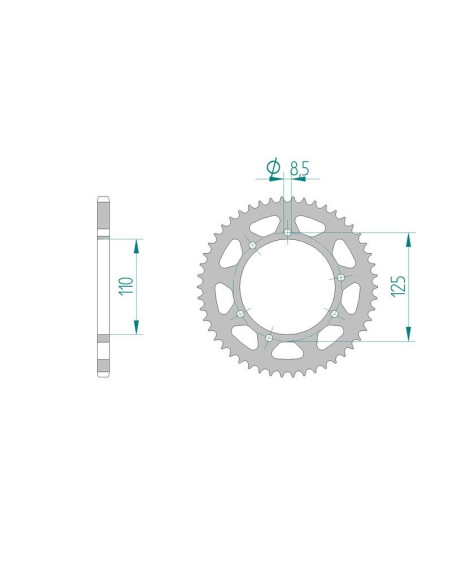Kit chaine AFAM acier SUZUKI RMX 50 pas 420 1996 à 2003