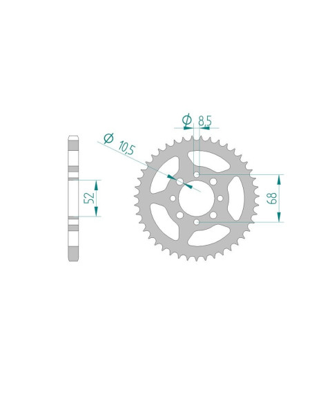 Kit chaine AFAM acier SUZUKI DS 80 pas 428 1980 à 2000