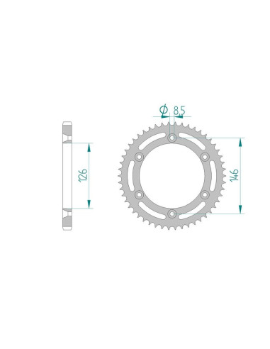 Kit chaine AFAM acier SUZUKI DR 125 SM K9,L0,L1,L2,L3 pas 428 2009 à 2013