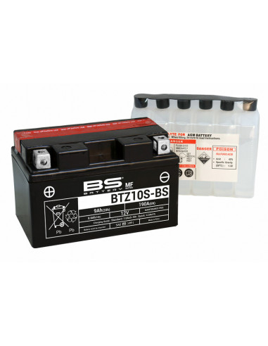 Batterie BS BATTERY Sans entretien avec pack acide - BTZ10S