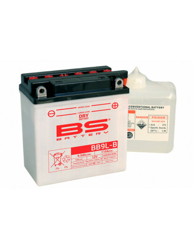 Batterie BS BATTERY Haute-performance avec pack acide - BB9L-B