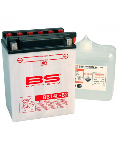 Batterie BS BATTERY Haute-performance avec pack acide - BB14L-B2